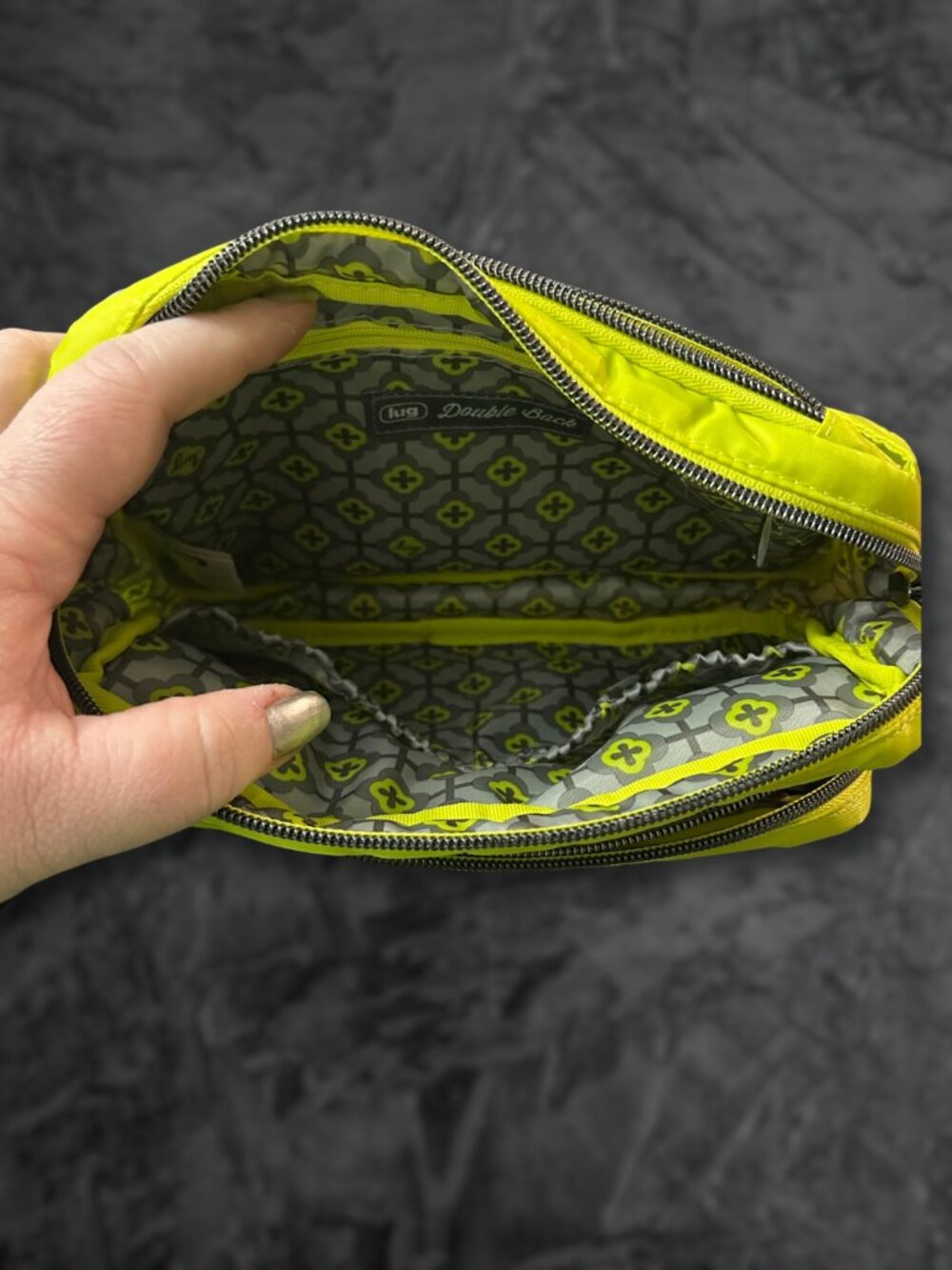 Lug Classic Quilted Belt Bag Crossbody Double Back in Lemon Lime Green - Picture 11 of 15